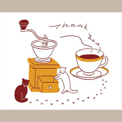 Konno Printing Greeting Card Cats and Coffee Letterpress Card L22S009