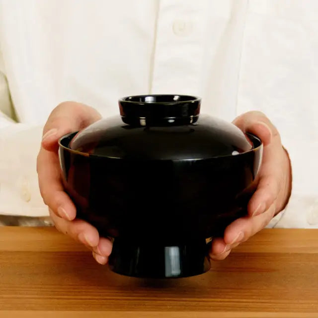 Zoni bowl, sun and moon sandalwood, lacquered