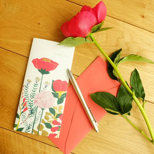 Thank you flower card, red