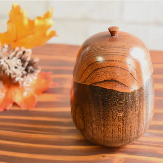 Tea caddy, keyaki, wooden, lacquered