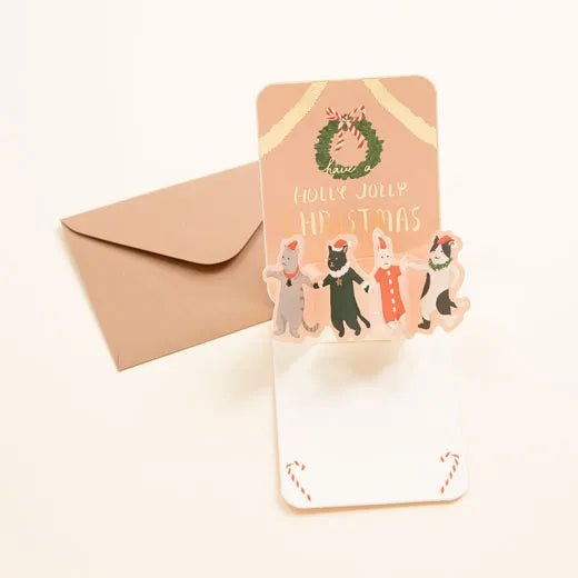 Christmas Quartet Pop-Up Mini Card Cat