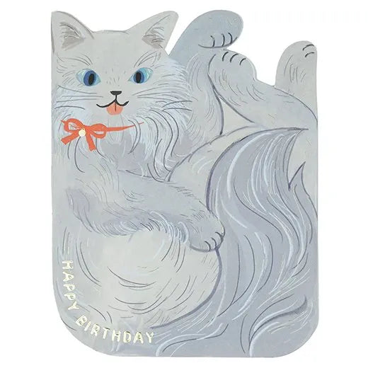 Birthday Cuddly Cat Card, Grey LE-27