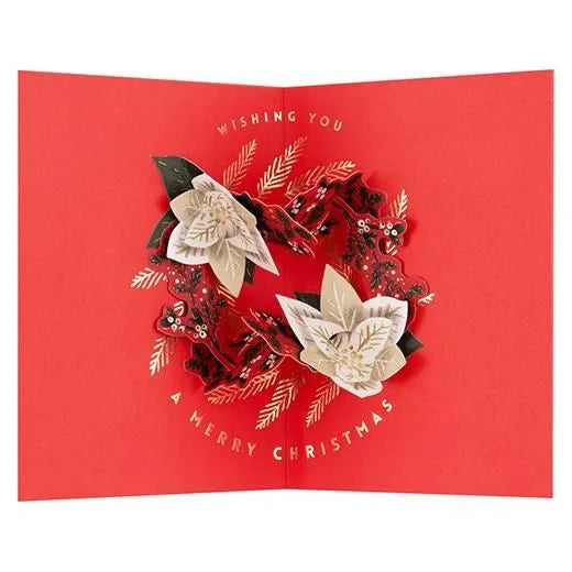 Christmas Wreath Pop-Up Card Red