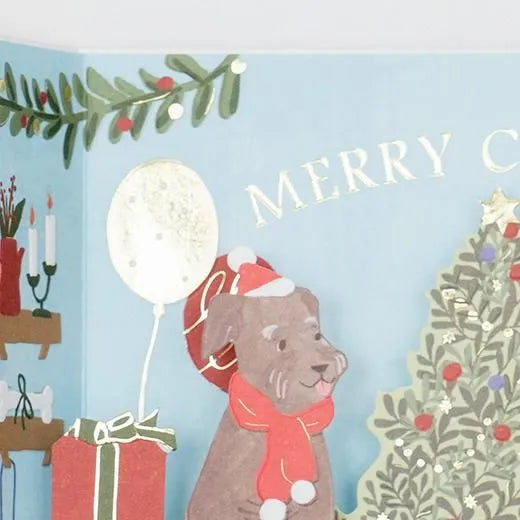 Christmas Window Party Card Dog