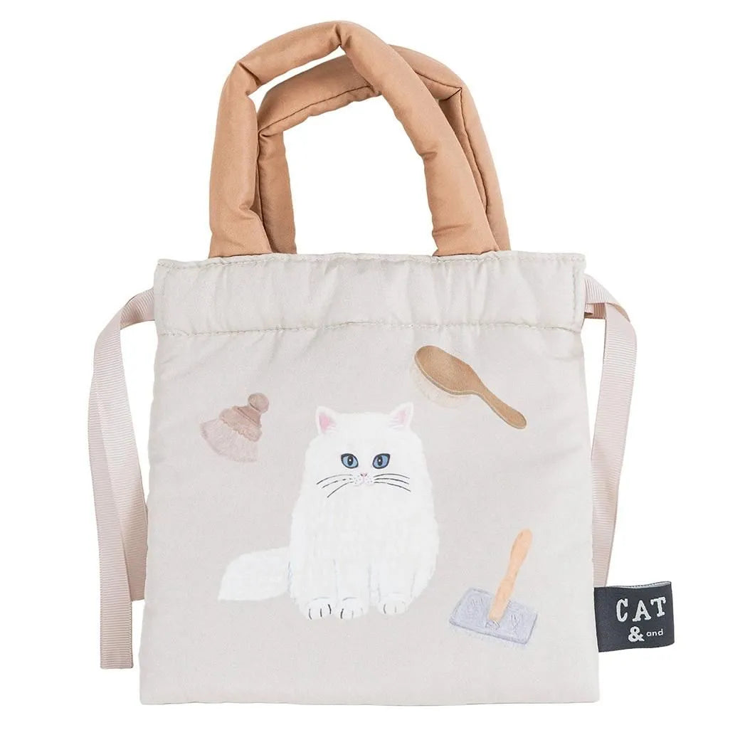 Cat and / Kahoko Sodeyama Cushion Drawstring Bag Beige