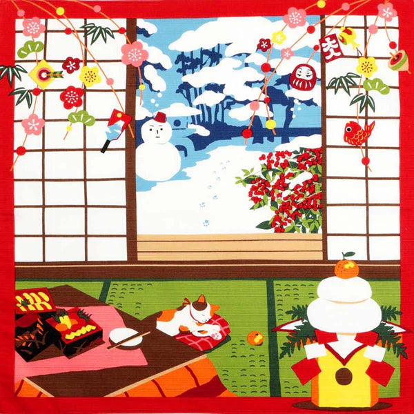 kyoohoo Cotton Furoshiki Small Size Mikes New Year