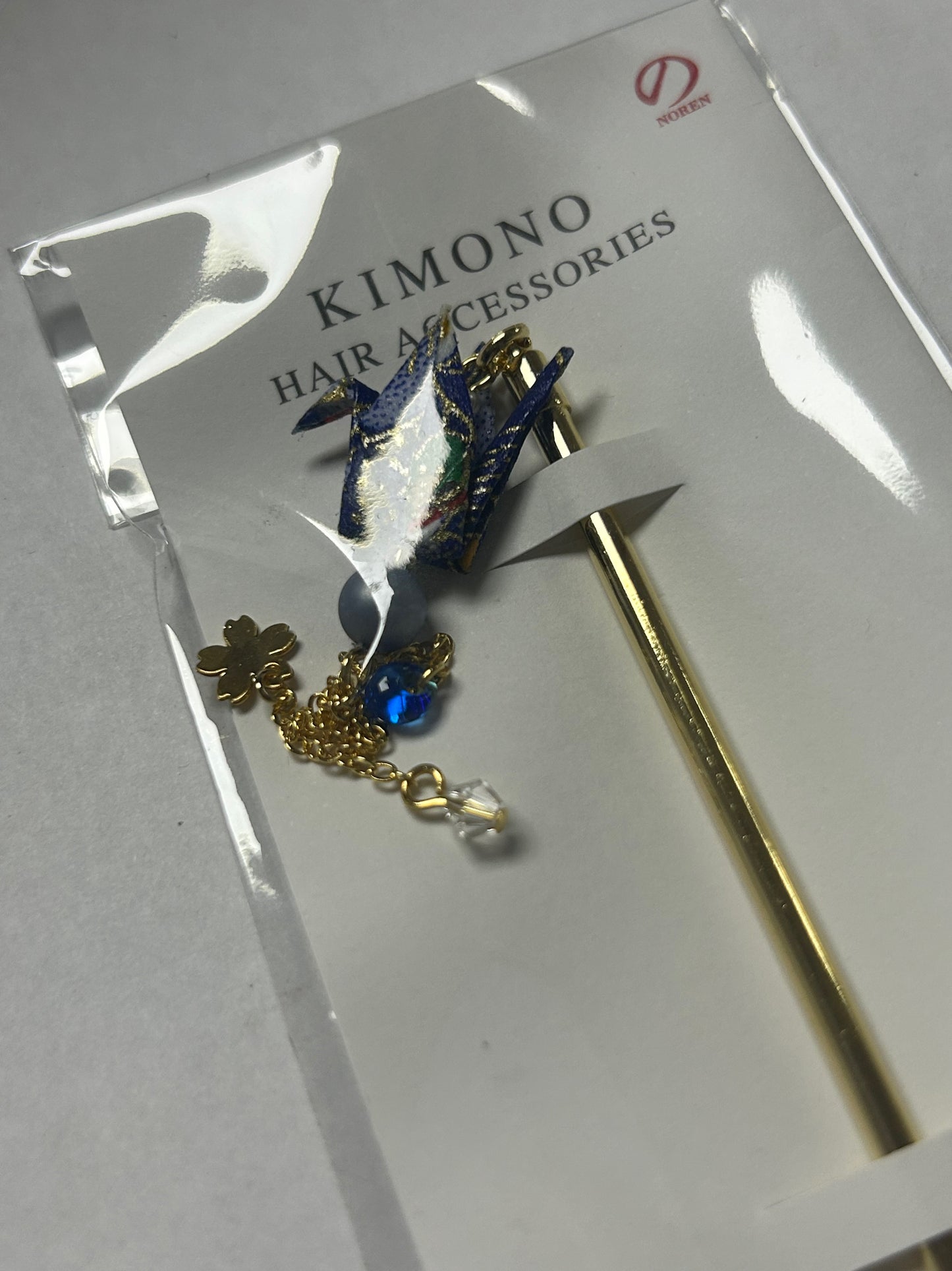 Crane hairpin, blue