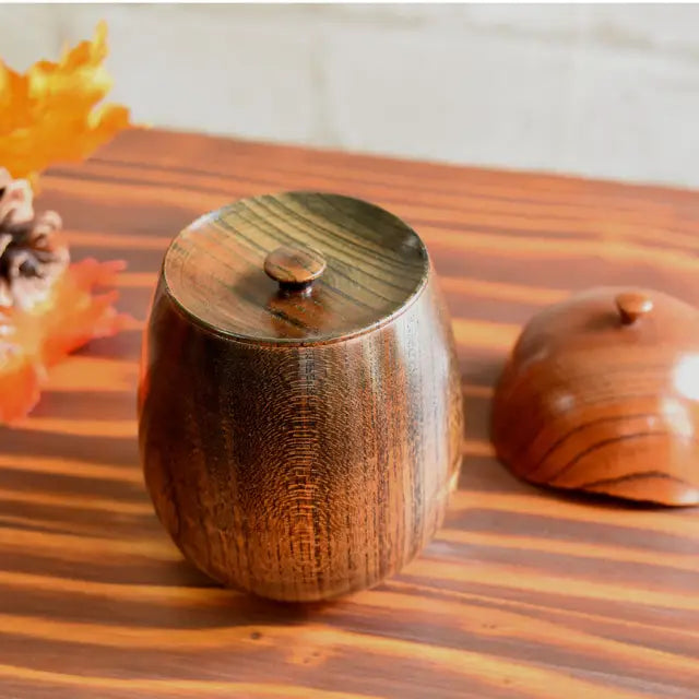 Tea caddy, keyaki, wooden, lacquered