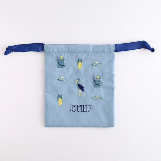 Animal Department Store Embroidered Drawstring Bag