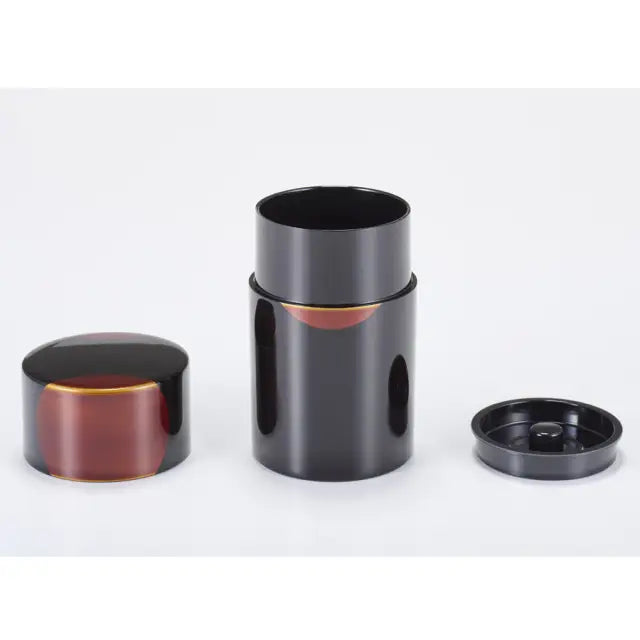 Tea canister, sun and moon sandalwood, lacquered