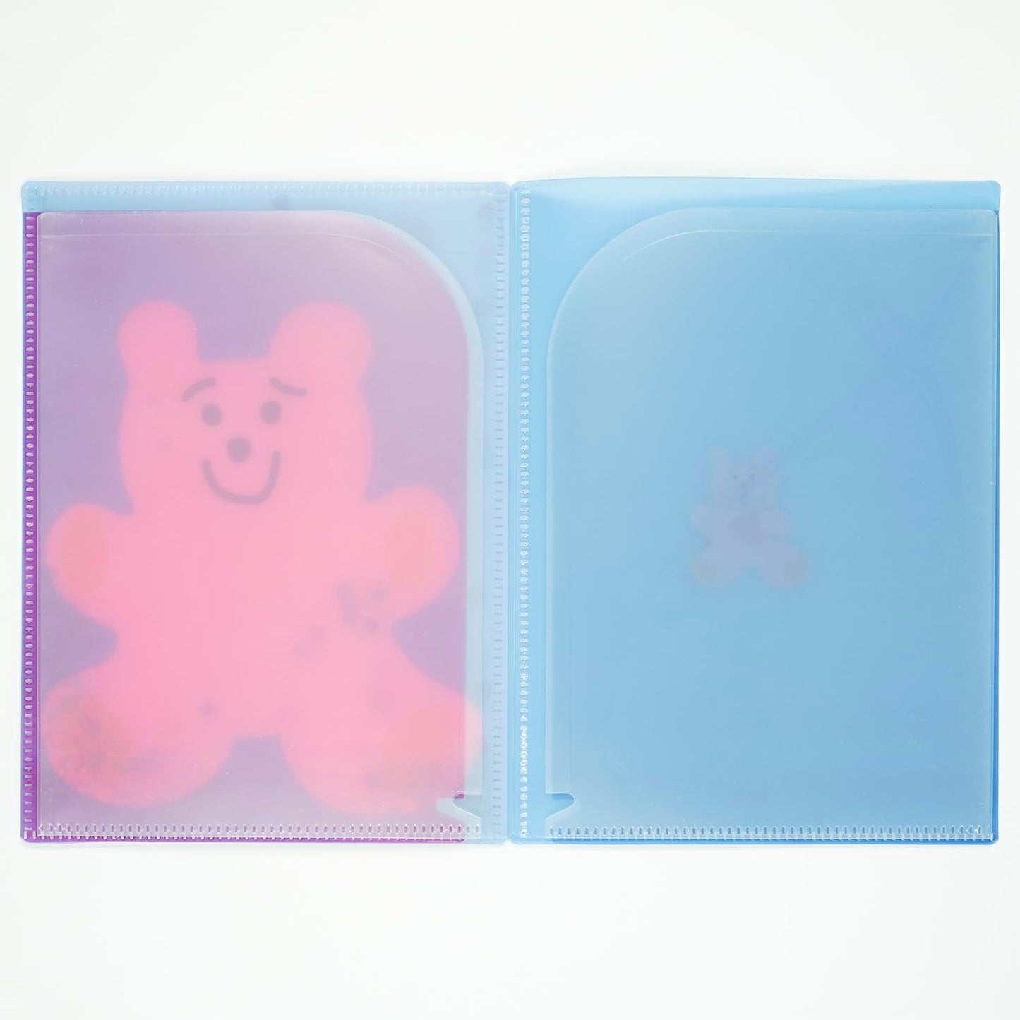 Chic Greeting Life 6 Pocket Clear Holder File Open A5 Size Sequin Bear MMZ-457 Blue