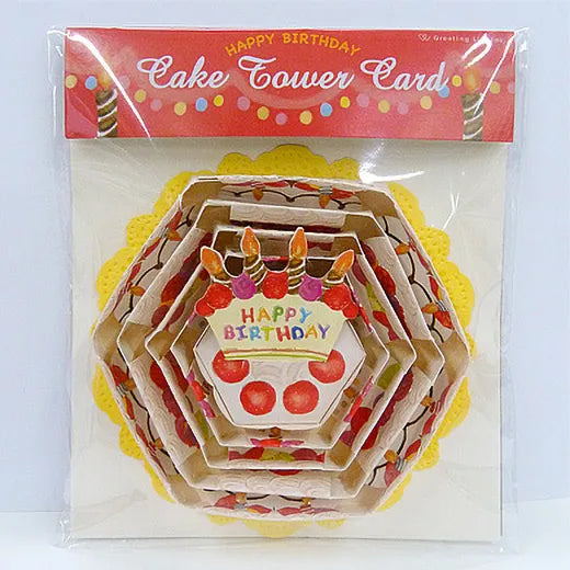 Cake tower card Happy Birthday.