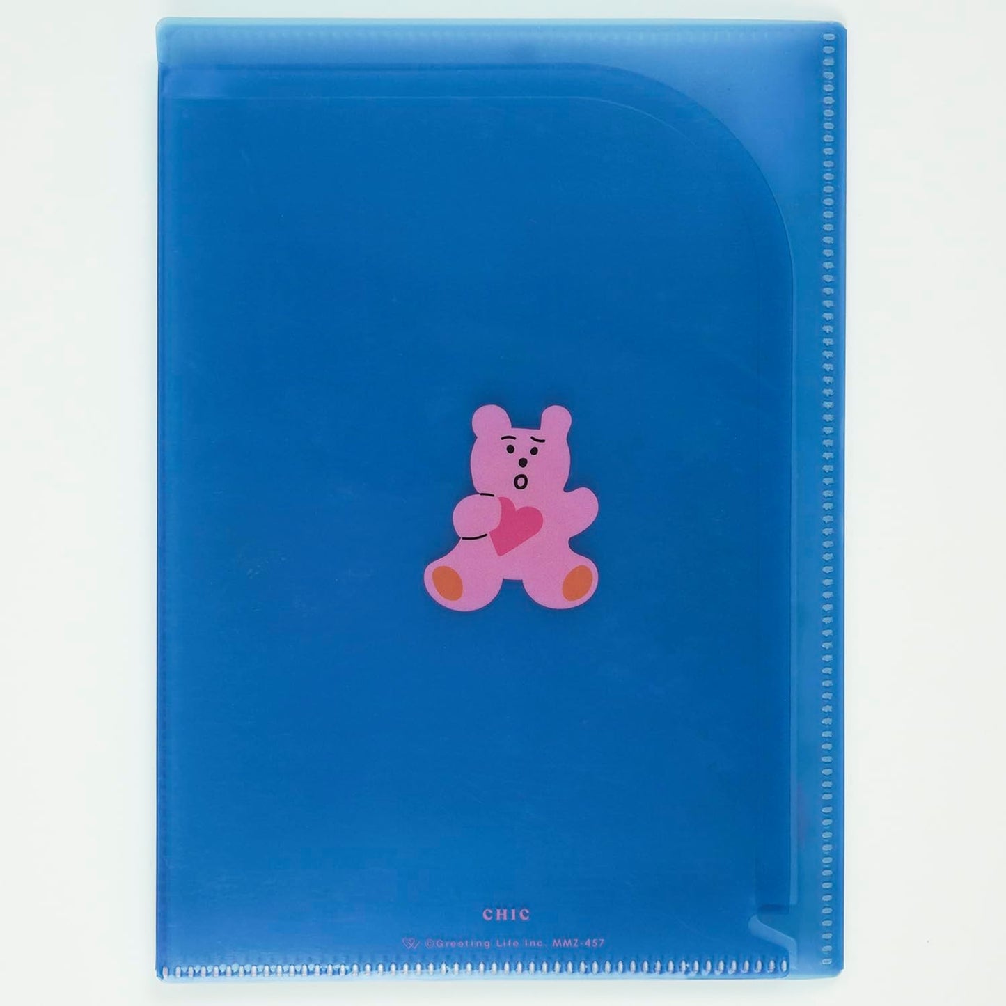 Chic Greeting Life 6 Pocket Clear Holder File Open A5 Size Sequin Bear MMZ-457 Blue