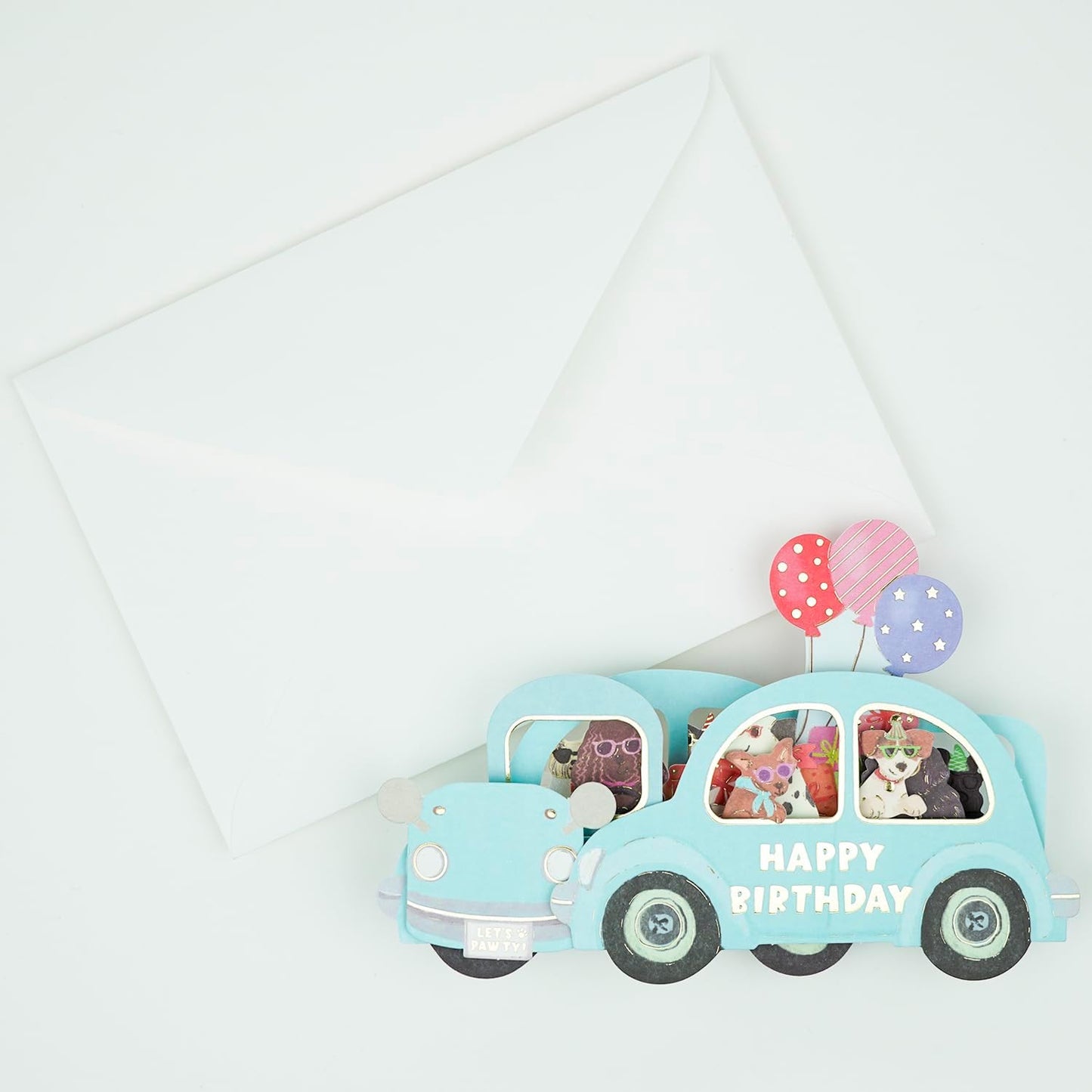 Greeting Life Birthday Card Party Car Dog EC-34 Blue