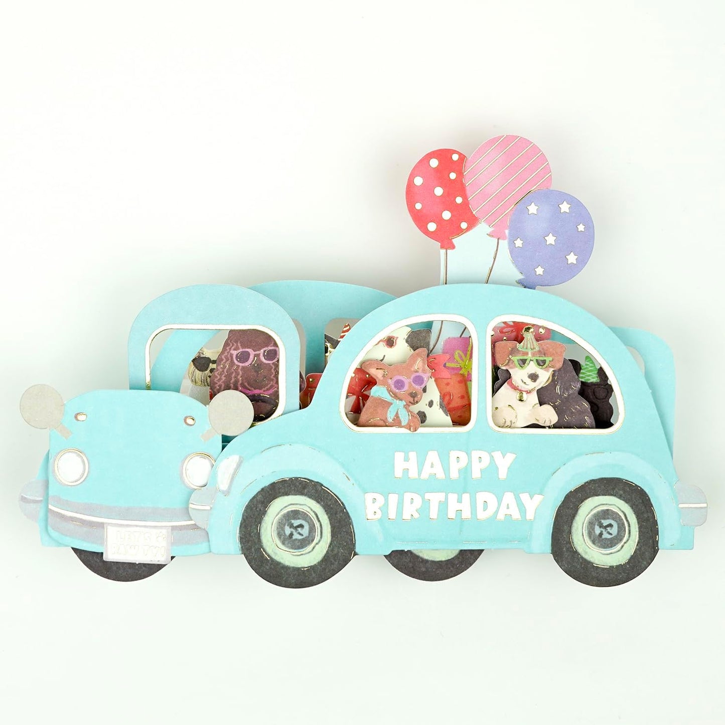 Greeting Life Birthday Card Party Car Dog EC-34 Blue