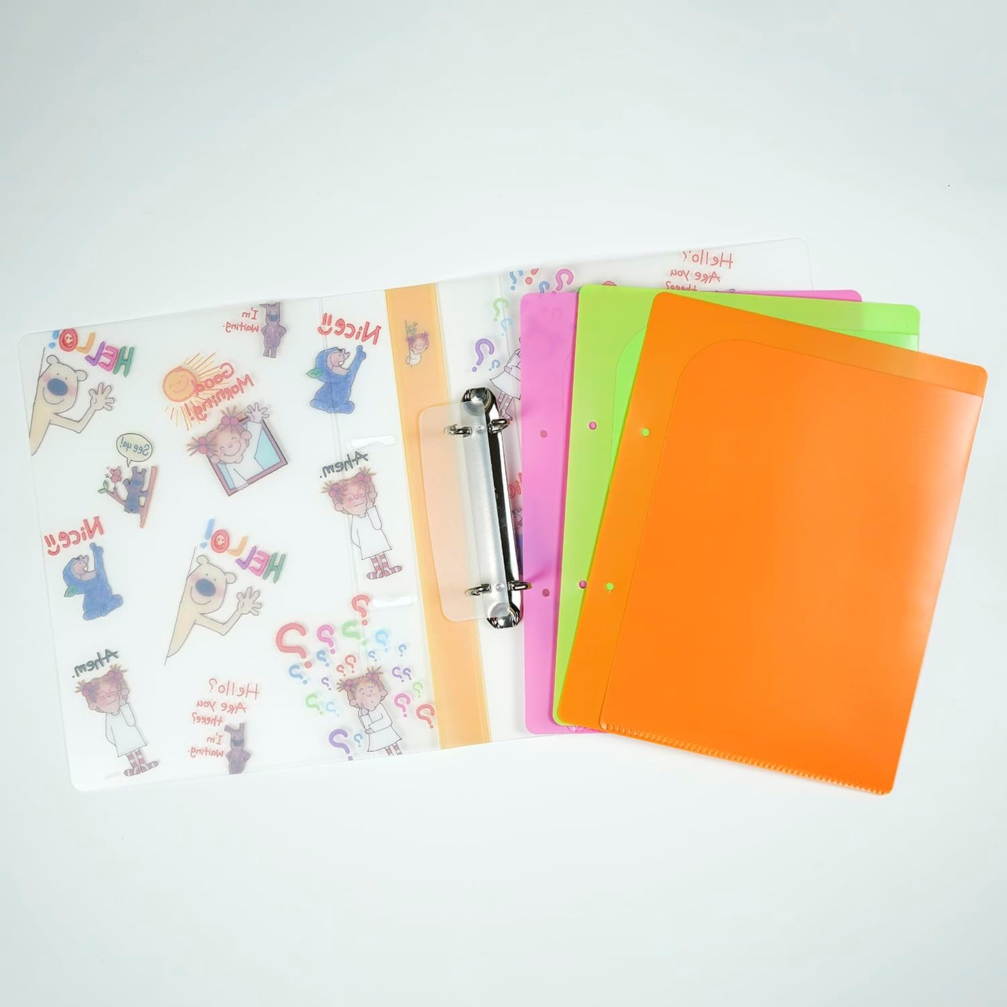 Coco-chan RYZ-1097 Greeting Life 2 Hole Binder A5 Size Clear Pattern Orange
