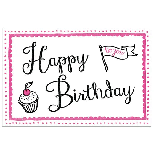 Cotton letterpress card, Birthday Pink
