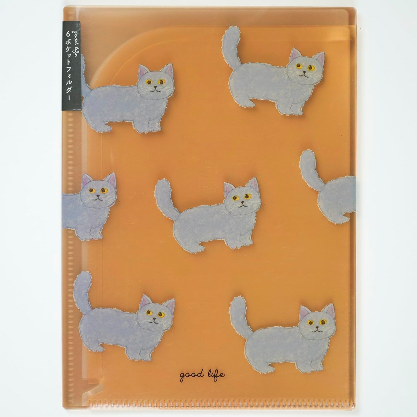 Greeting Life Yusuke Yonezu 6 Pocket Clear Holder File Open A5 Size Cat YZZ-436 Orange