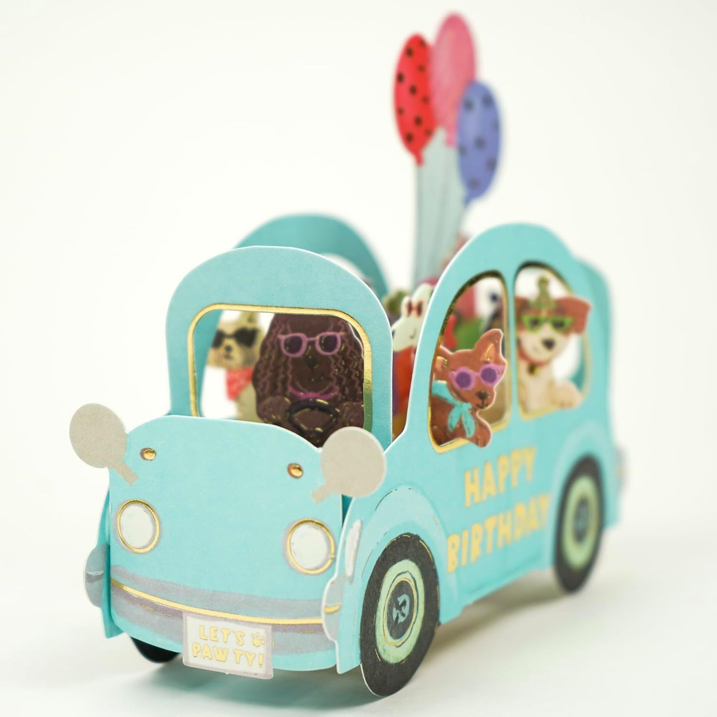 Greeting Life Birthday Card Party Car Dog EC-34 Blue
