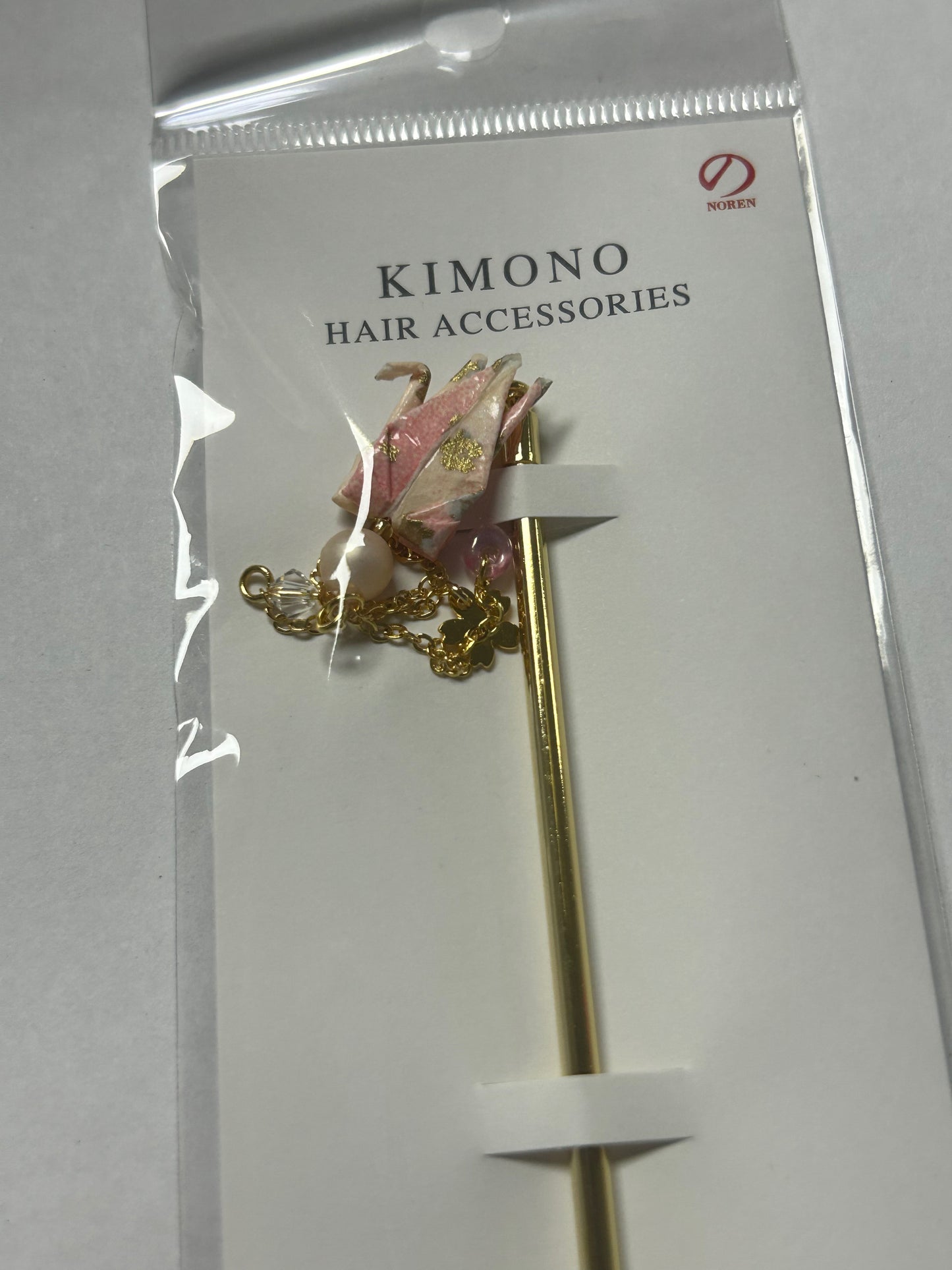 Crane hairpin, peach