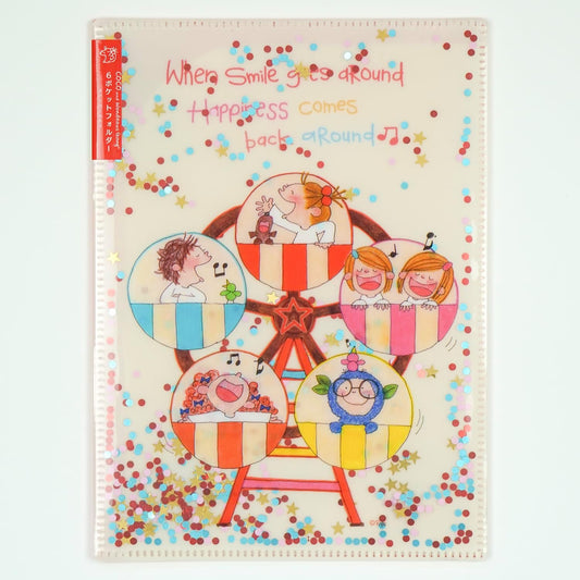 Coco-chan RYZ-1092 Greeting Life 6 Pocket Clear Holder File Open A5 Size with Sequins Ferris Wheel RYZ-1092
