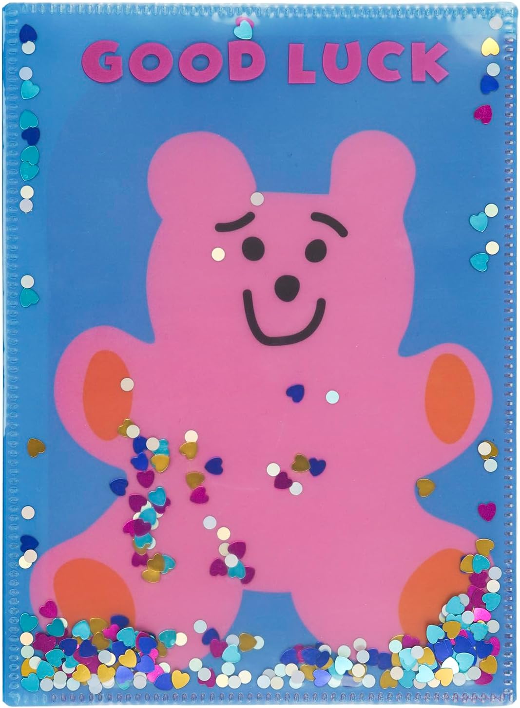 Chic Greeting Life 6 Pocket Clear Holder File Open A5 Size Sequin Bear MMZ-457 Blue