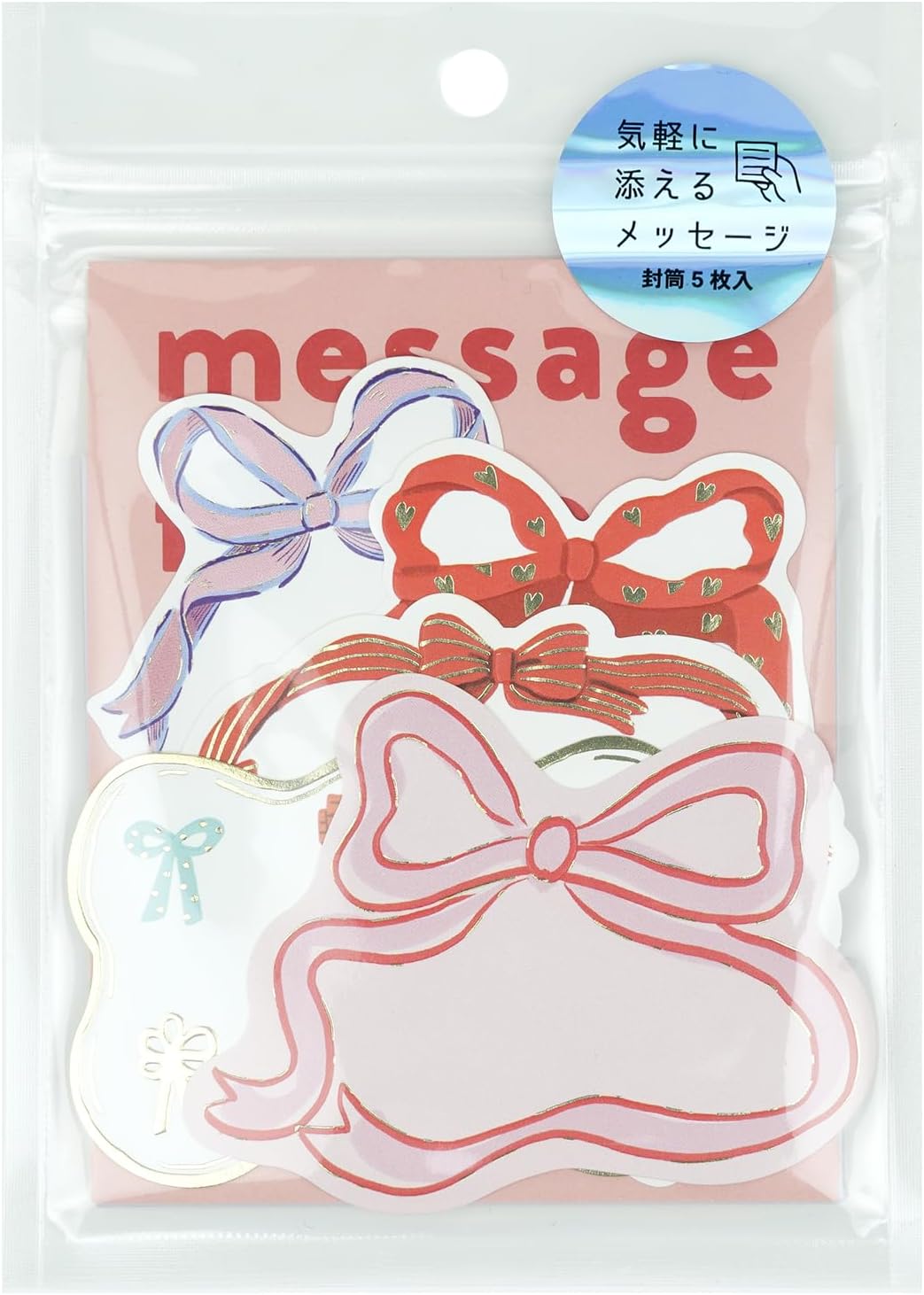 Greeting Life Gift Message Card Pack Ribbon KE-57 Pink