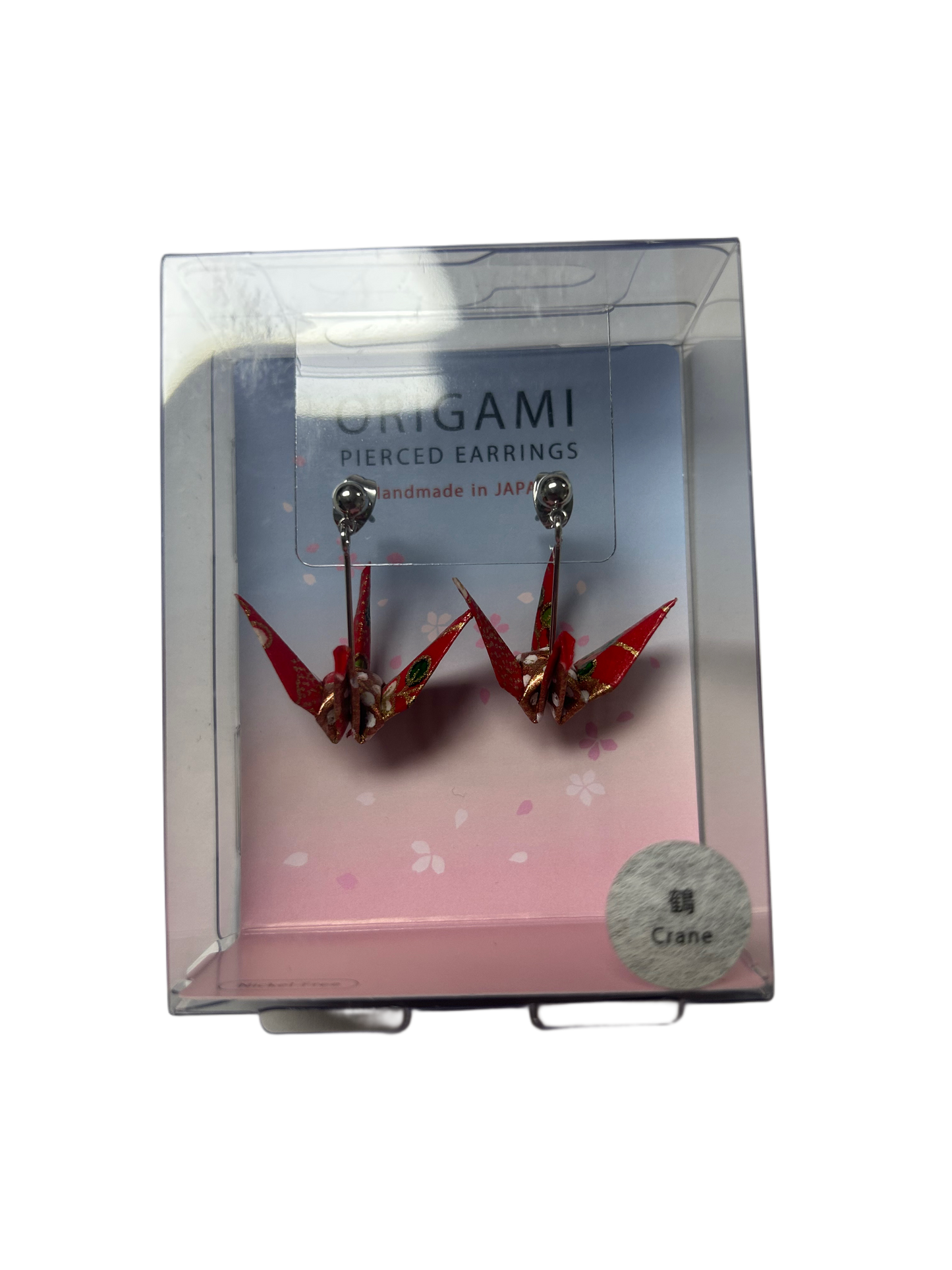 ORIGAMI Earrings, Red Crane