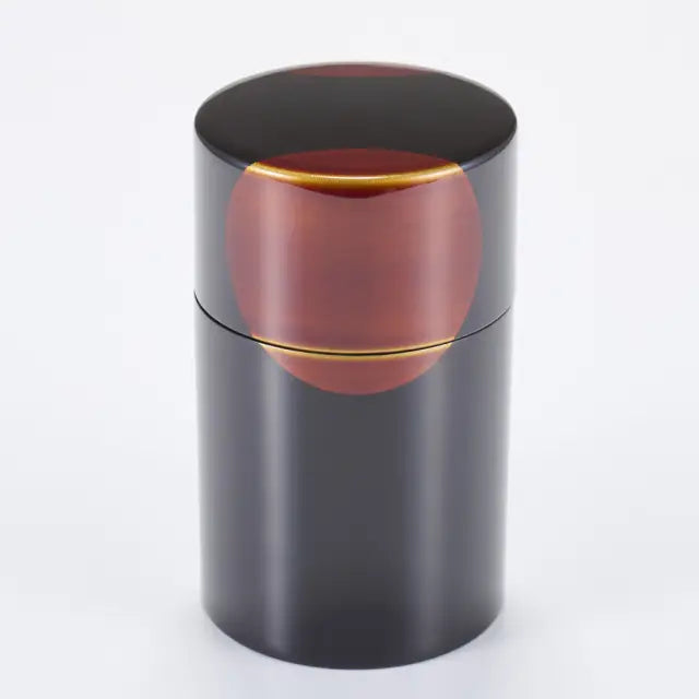 Tea canister, sun and moon sandalwood, lacquered