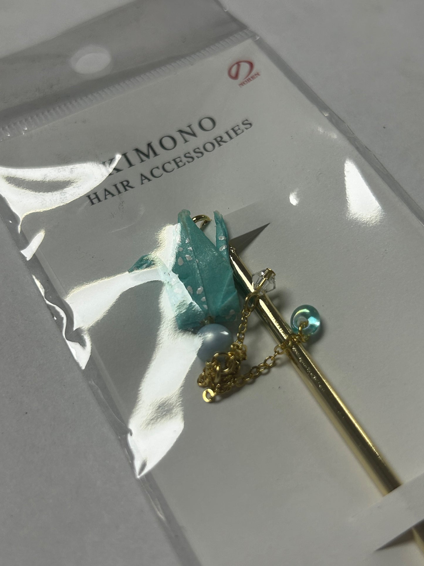 Crane hairpin, light blue
