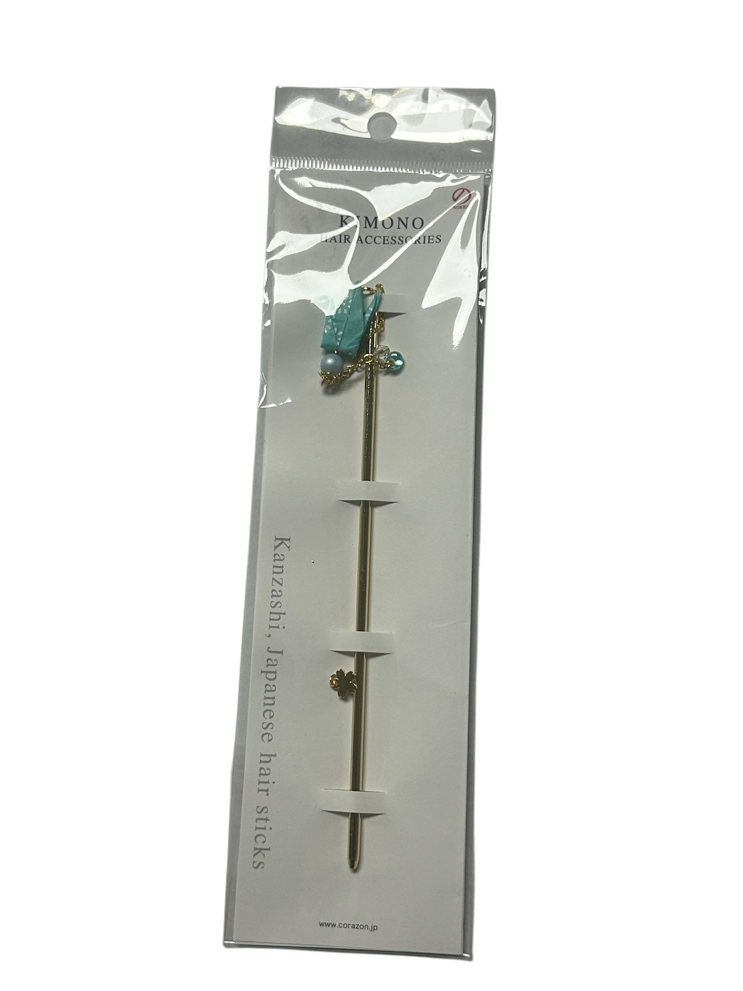 Crane hairpin, light blue