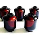 Small soup bowl, Sun and Moon sandalwood, lacquered