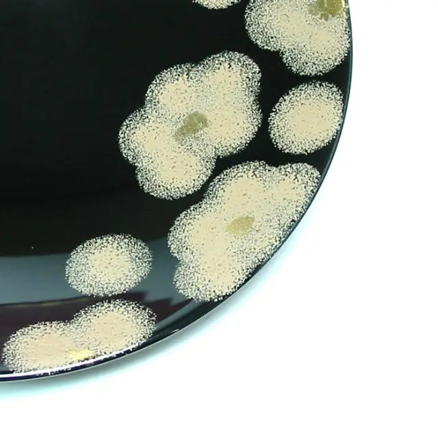Bowl, Red and White Flowers, Large Lacquer-painted Medium