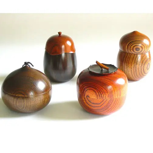 Tea caddy, keyaki, wooden, lacquered