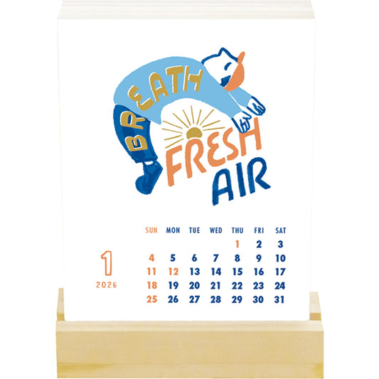 2026 Calendar, Desk Letterpress Stand Calendar, Chalk Boy