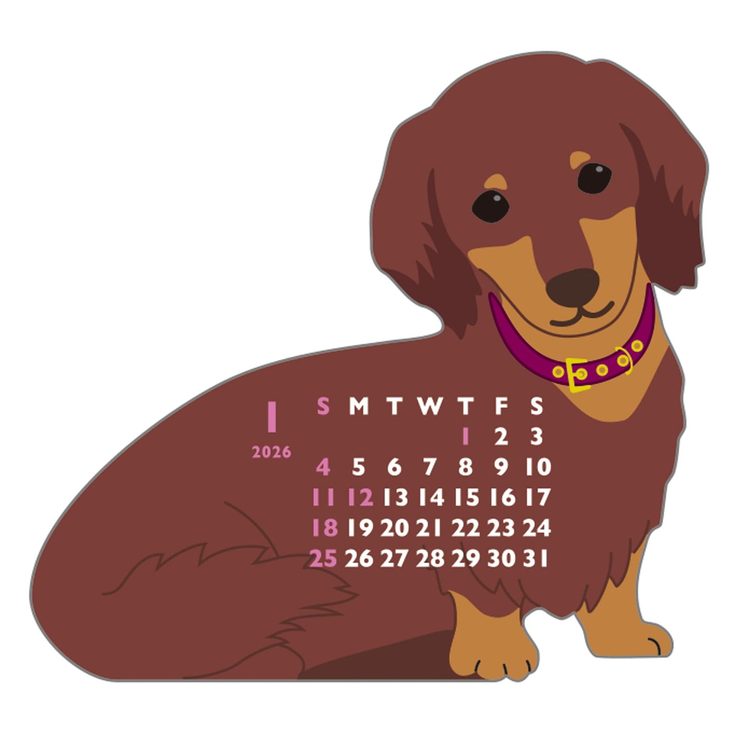 2026 Calendar-Animal Die Cut - MINI DACHSCHUND