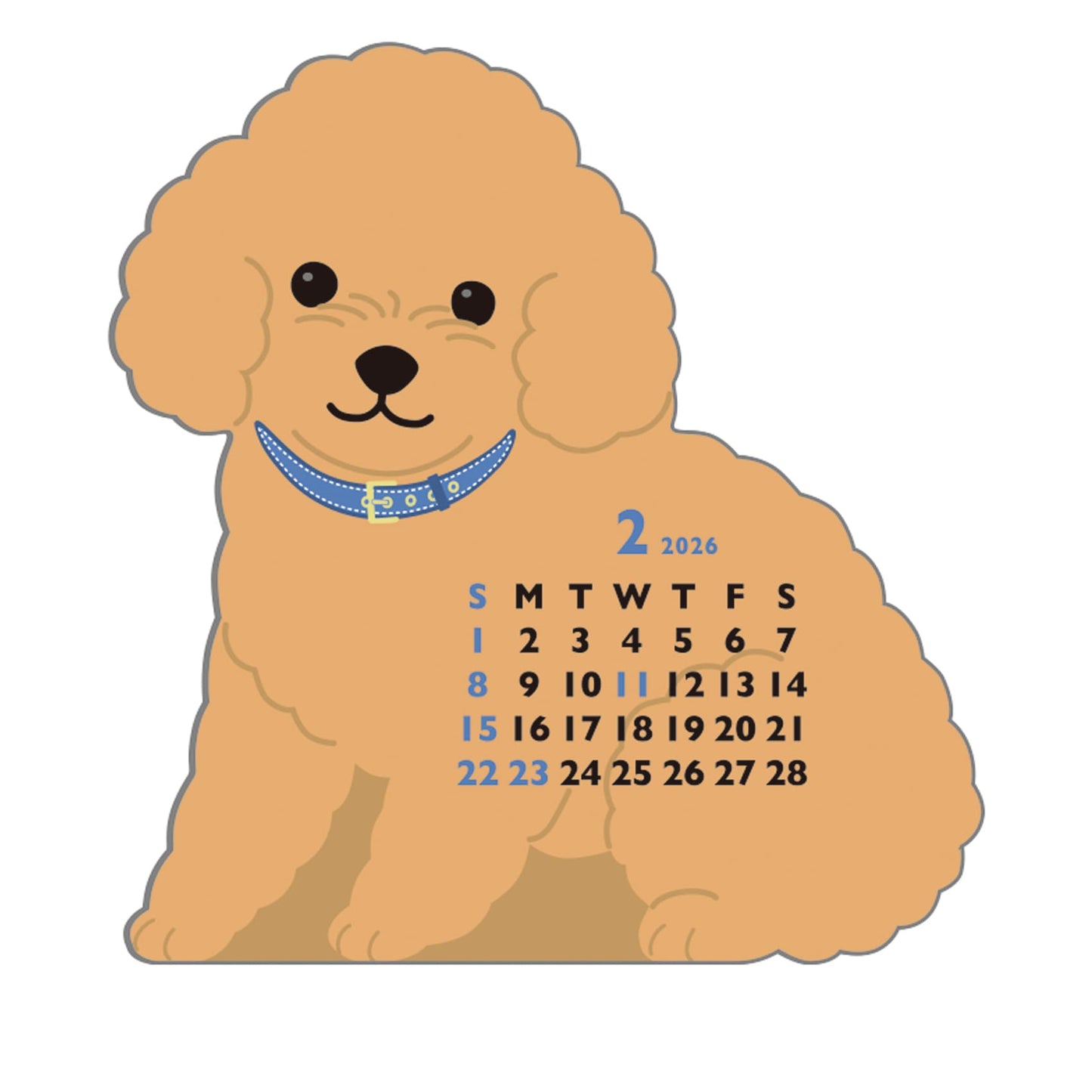 2026 Calendar-Animal Die Cut - MINI TOY POODLE