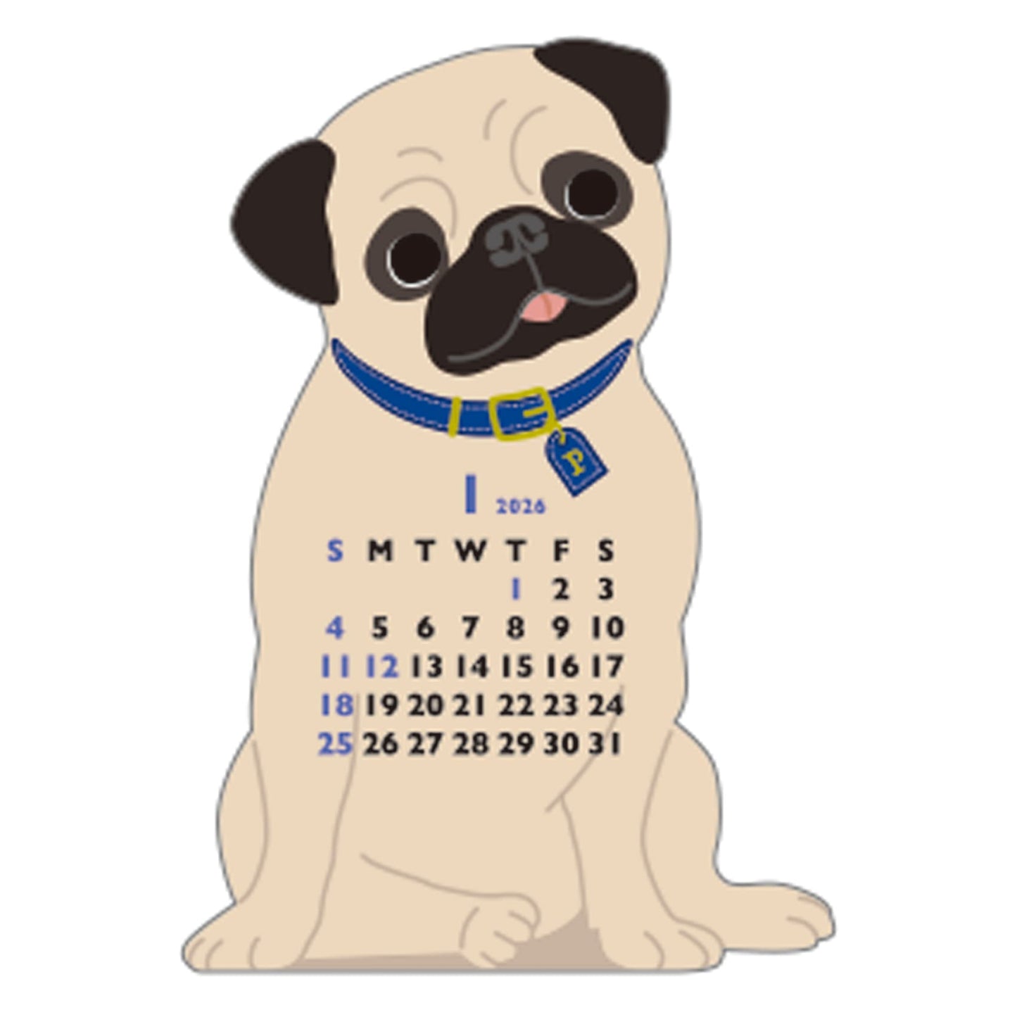 2026 Calendar-Animal Die Cut - MINI PUG