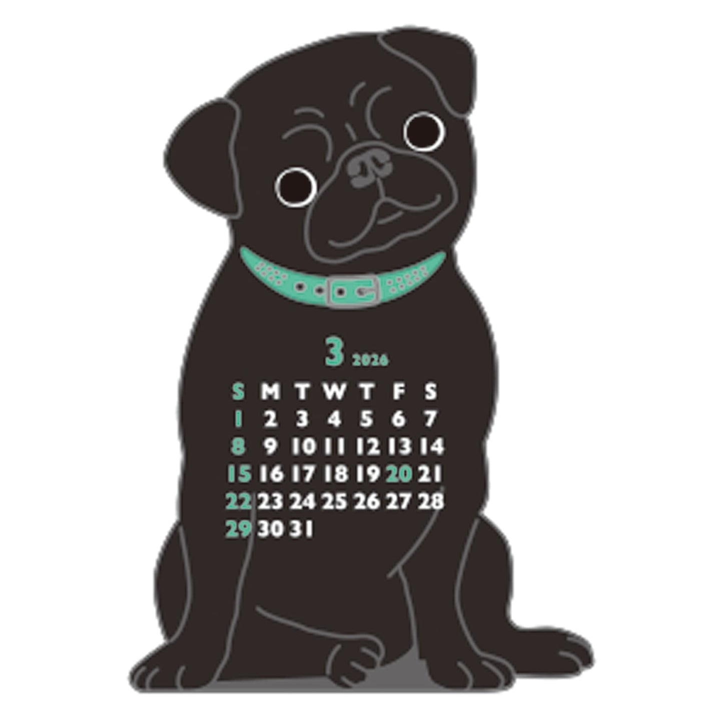 2026 Calendar-Animal Die Cut - MINI PUG