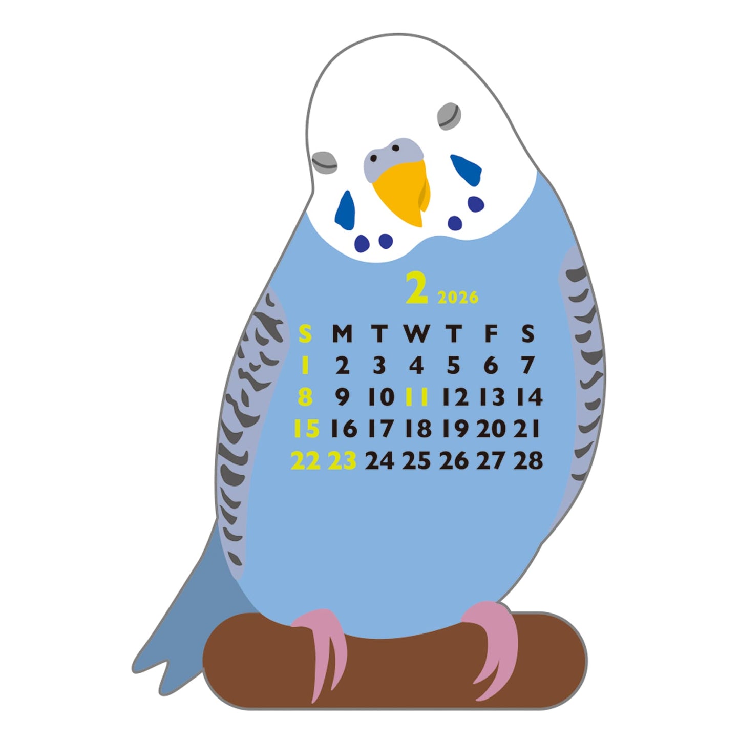 2026 Calendar-Animal Die Cut - MINI PARAKEET