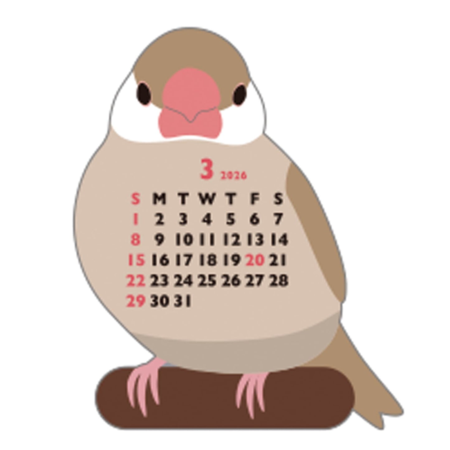 2026 Calendar-Animal Die Cut - MINI PADDYBIRD