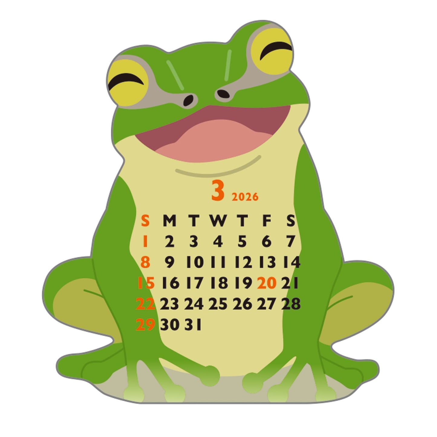 2026 Calendar-Animal Die Cut - MINI FROG