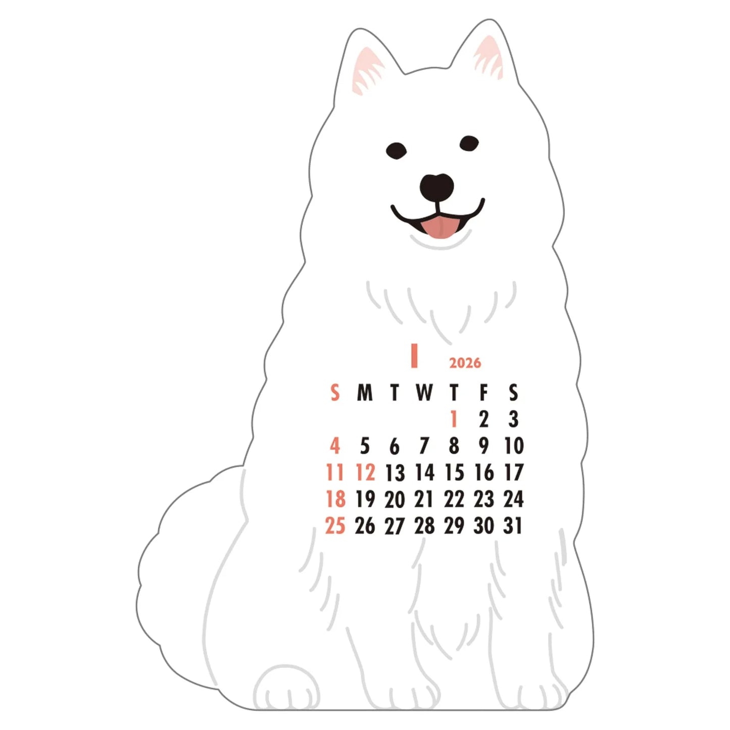 2026 Calendar-Animal Die Cut - Samoyed