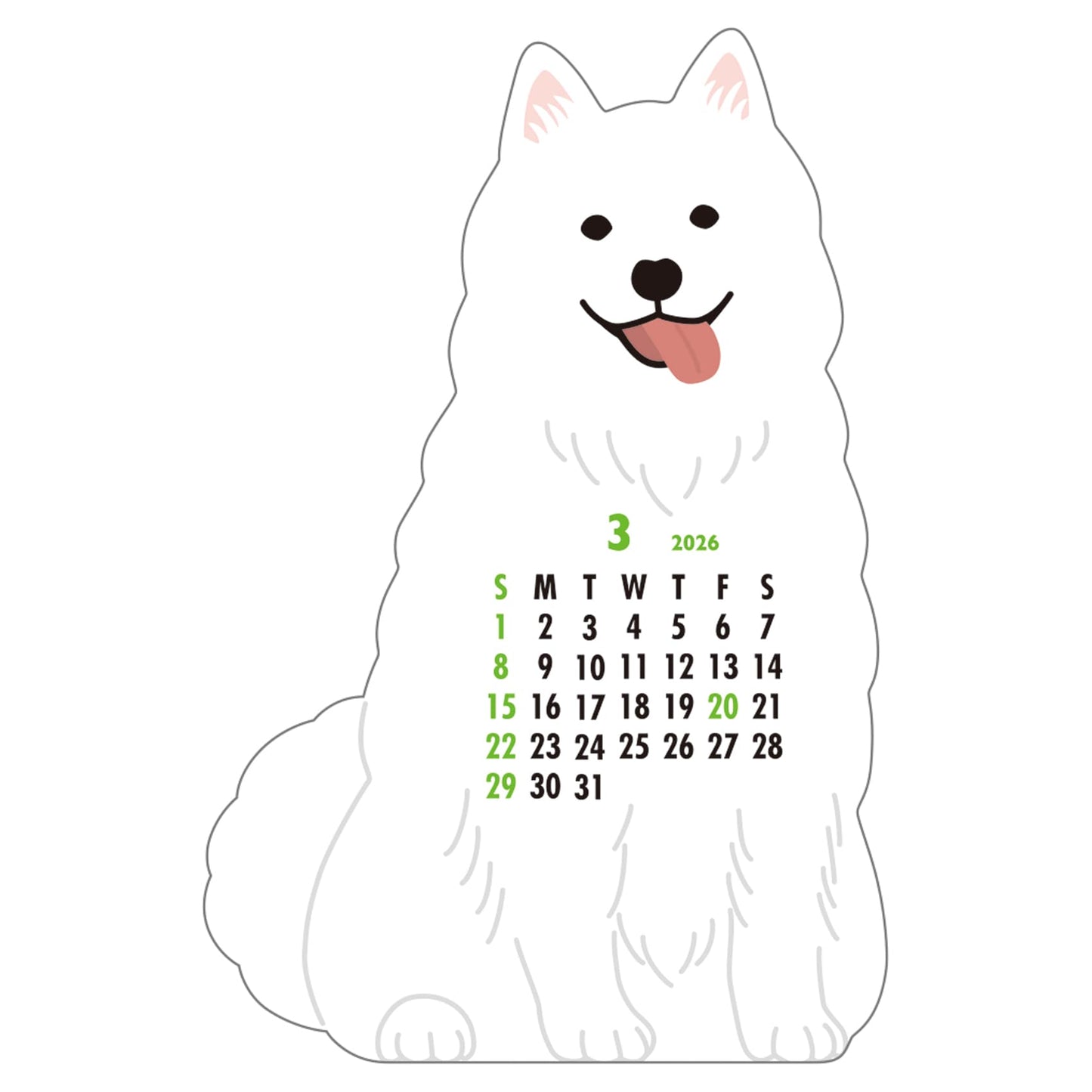 2026 Calendar-Animal Die Cut - Samoyed