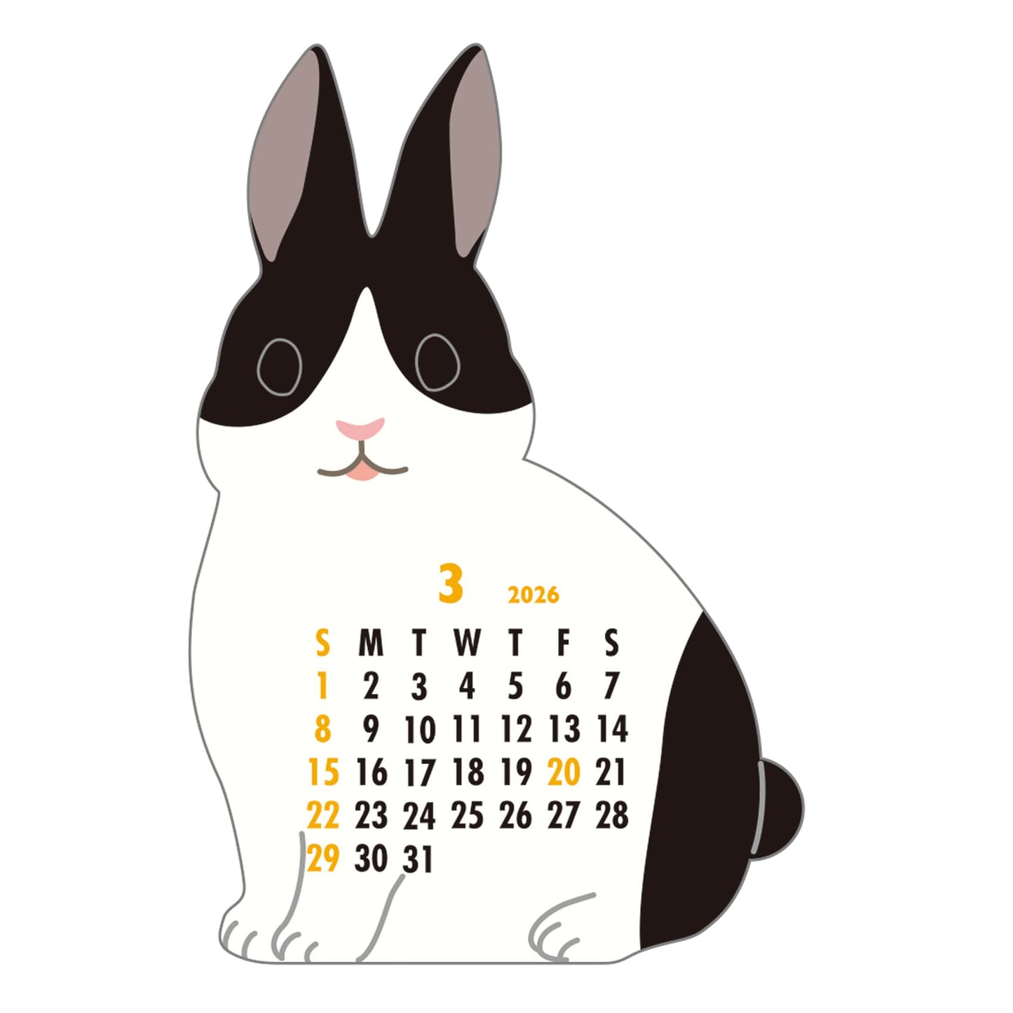 2026 Calendar-Animal Die Cut - Rabbit