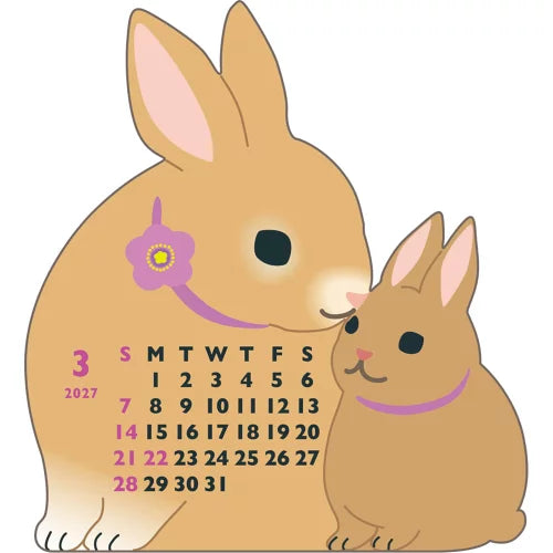 2027 Desk Calendar - Animal Die-Cut Mini - Rabbit