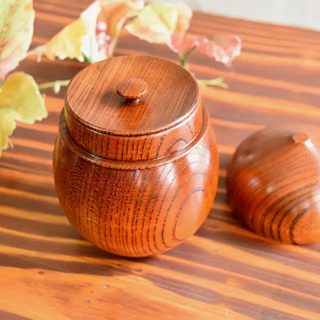 Tea caddy, keyaki, wooden, lacquered