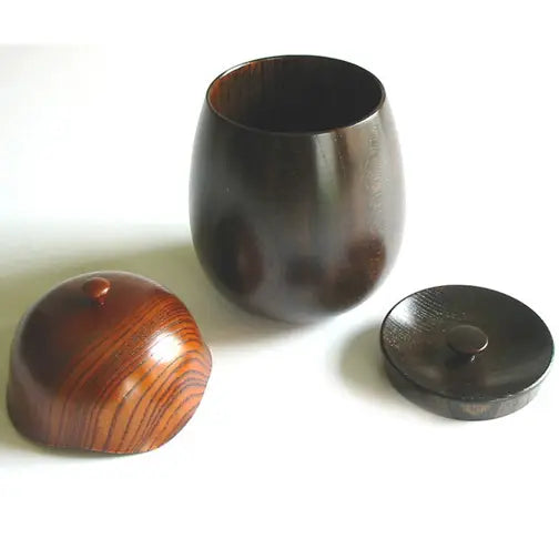 Tea caddy, keyaki, wooden, lacquered