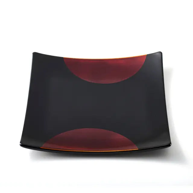 Yayoi Plates Sun and Moon Sandalwood Lacquered Square Plates