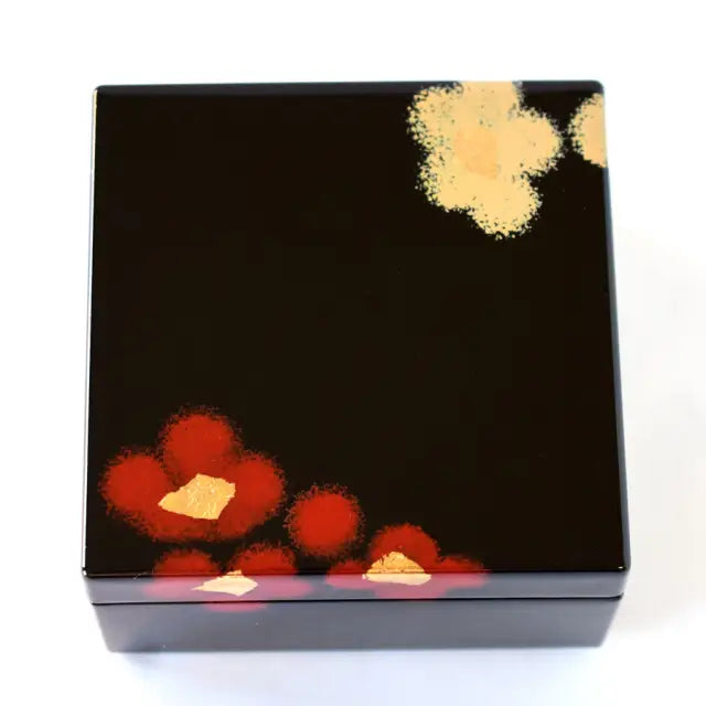Small square box, red and white flower | Jewelry Cases